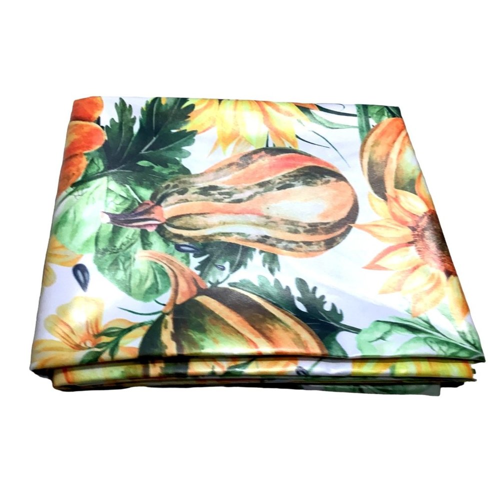Sunflower Fall Harvest Pumpkin Tablecloth Yellow Orange Rectangular 55" x 102"